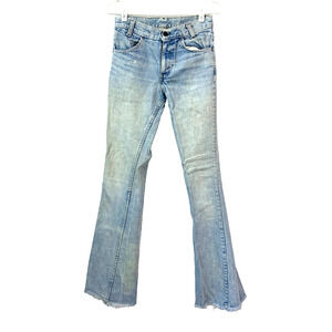 Vintage 70s Levis Flare Bell Bottom Blue Fringe Jeans Orange Tab Size 26 x 34